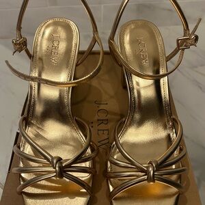 J. Crew Gold Metallic Heels Strappy Sandals